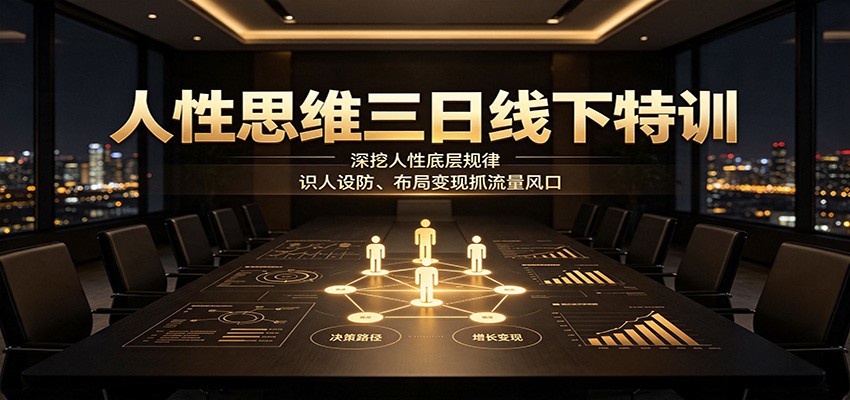 人性思维三日线下特训：深挖人性底层规律，识人设防、布局变现抓流量风口采购|汽车产业|汽车配件|机加工企业家交流社群中心