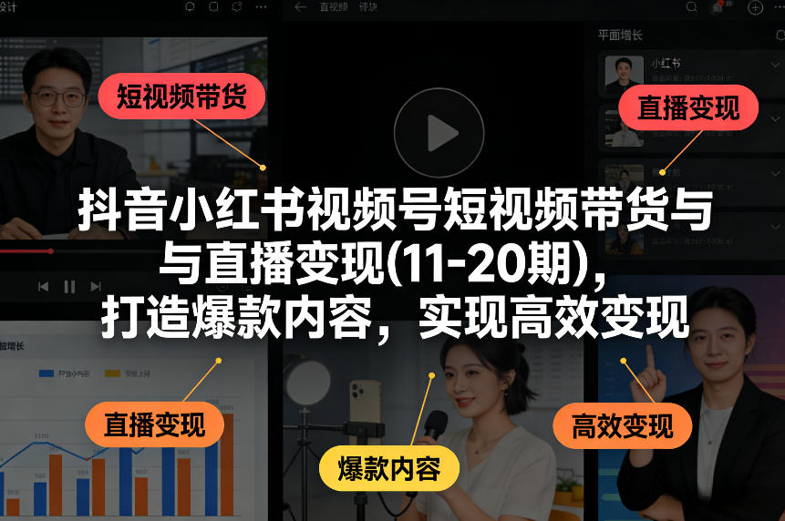 抖音小红书视频号短视频带货与直播变现(10-21期)，打造爆款内容，实现高效变现(更新05月08日)采购|汽车产业|汽车配件|机加工企业家交流社群中心