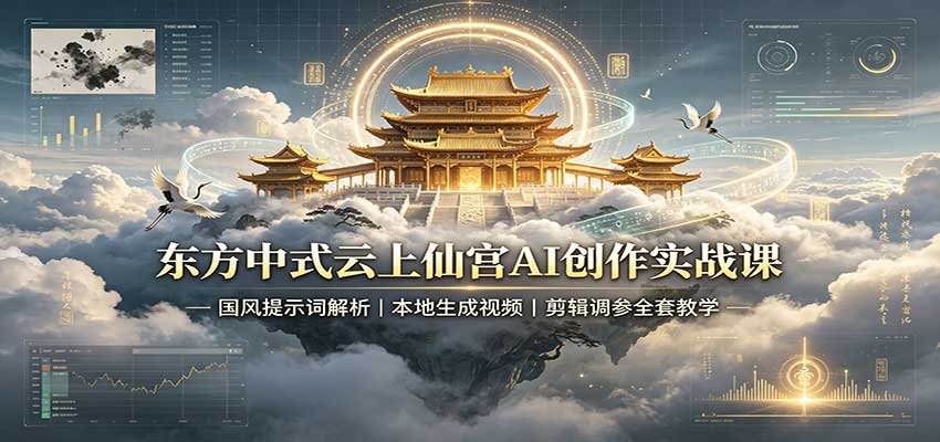 东方中式云上仙宫AI创作实战课：国风提示词解析，本地生成视频，剪辑调参全套教学采购|汽车产业|汽车配件|机加工企业家交流社群中心