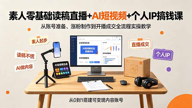 素人零基础读稿直播+AI短视频+个人IP搞钱课，从账号准备、涨粉制作到开播成交全流程实操教学采购|汽车产业|汽车配件|机加工企业家交流社群中心