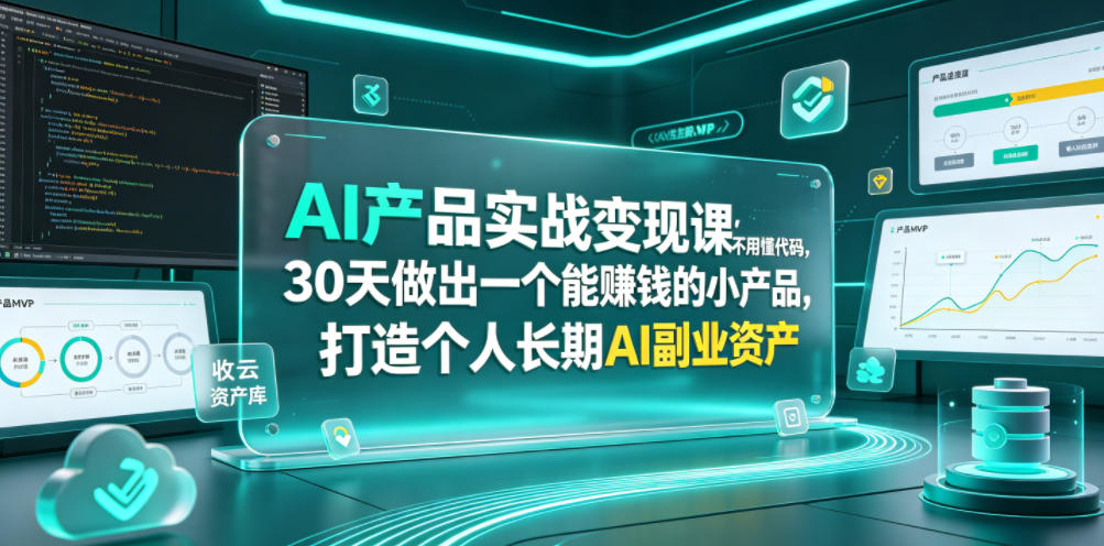 AI产品实战变现课,不用懂代码,30天做出一个能賺钱的小产品,打造个人长期AI副业资产采购|汽车产业|汽车配件|机加工企业家交流社群中心