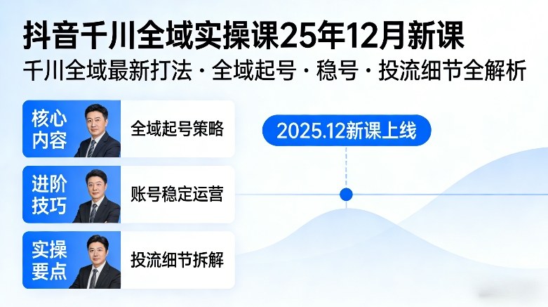 抖音千川全域全域实操课25年12月新课，千川全域最新打法，全域起号，稳号，投流细节全部都有采购|汽车产业|汽车配件|机加工蚂蚁智酷企业交流社群中心