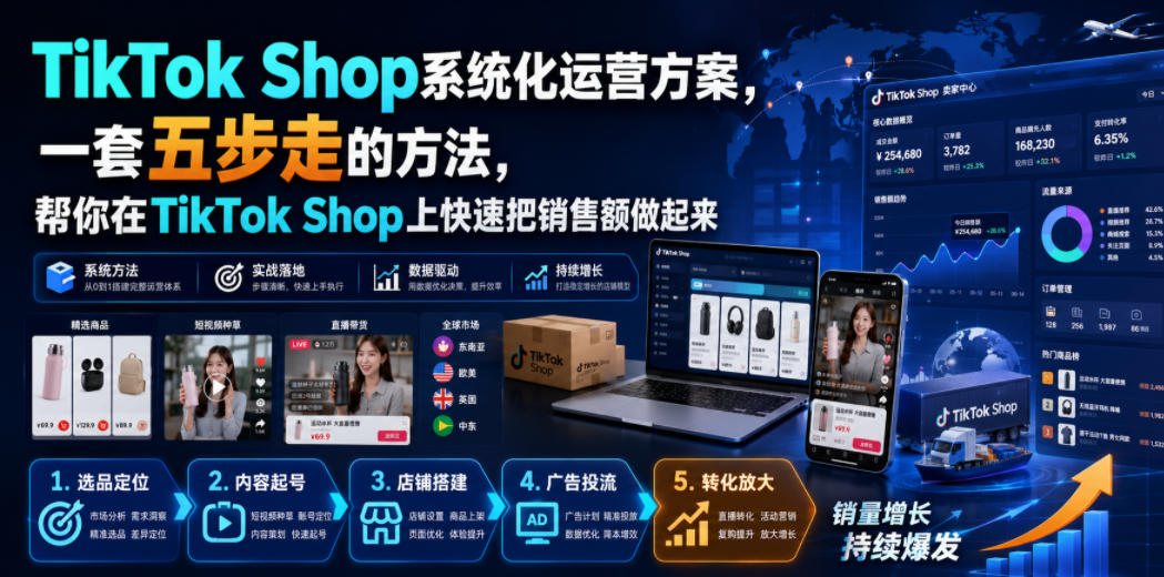 TikTok Shop系统化运营方案，一套五步走的方法，帮你在TikTok Shop上快速把销售额做起来【原创双语字幕】采购|汽车产业|汽车配件|机加工企业家交流社群中心