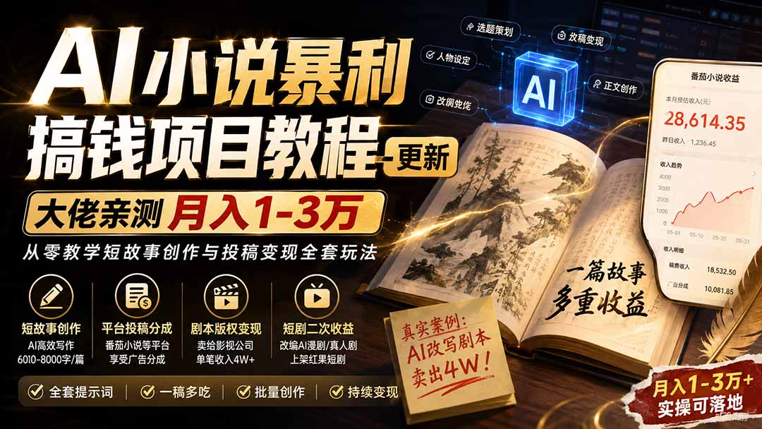 AI小说短故事暴利搞钱项目教程-更新，大佬亲测月入1-3万，从零教学短故事创作与投稿变现全套玩法采购|汽车产业|汽车配件|机加工企业家交流社群中心