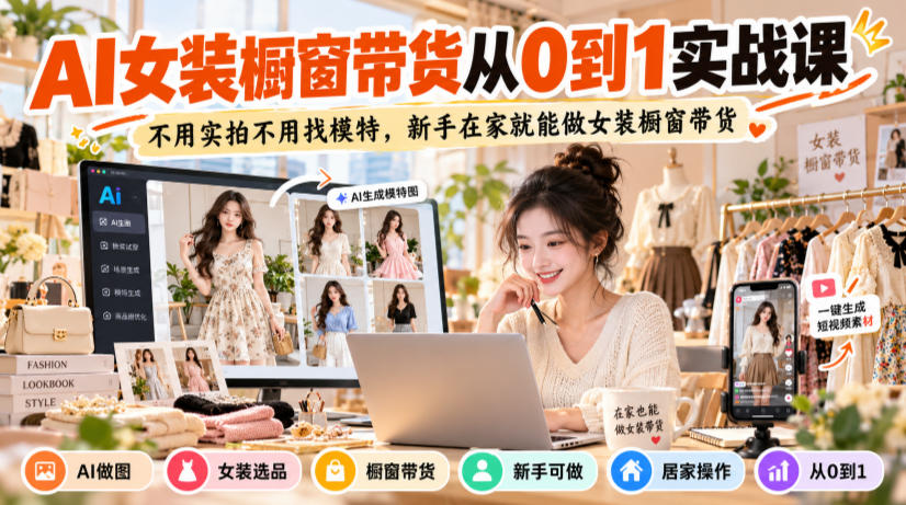 AI女装橱窗带货从0到1实战课,不用实拍不用找模特,新手在家就能做女装橱窗带货采购|汽车产业|汽车配件|机加工企业家交流社群中心
