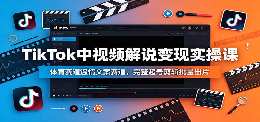TikTok中视频解说变现实操课：体育赛道温情文案赛道，完整起号剪辑批量出片采购|汽车产业|汽车配件|机加工企业家交流社群中心