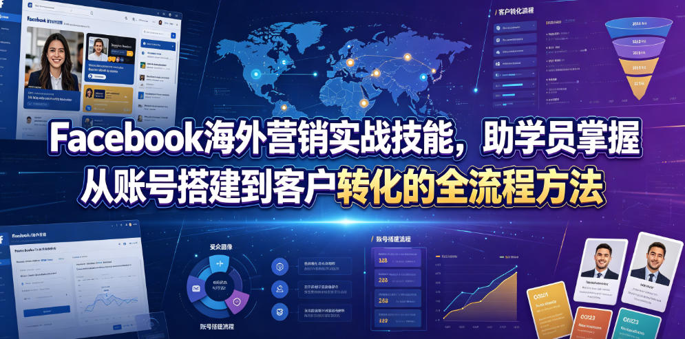 Facebook海外营销实战技能，助学员掌握从账号搭建到客户转化的全流程方法采购|汽车产业|汽车配件|机加工企业家交流社群中心