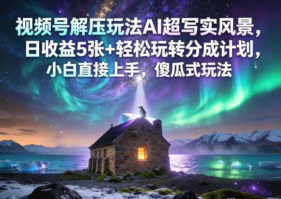 视频号解压玩法AI超写实风景，日收益5张+轻松玩转分成计划，小白直接上手，傻瓜式玩法采购|汽车产业|汽车配件|机加工企业家交流社群中心
