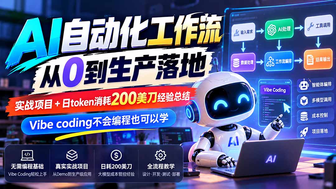 【无水印】AI自动化工作流从0到生产落地,实战项目+日token消耗200美刀经验总结,Vibe coding不会编程也可以学采购|汽车产业|汽车配件|机加工企业家交流社群中心