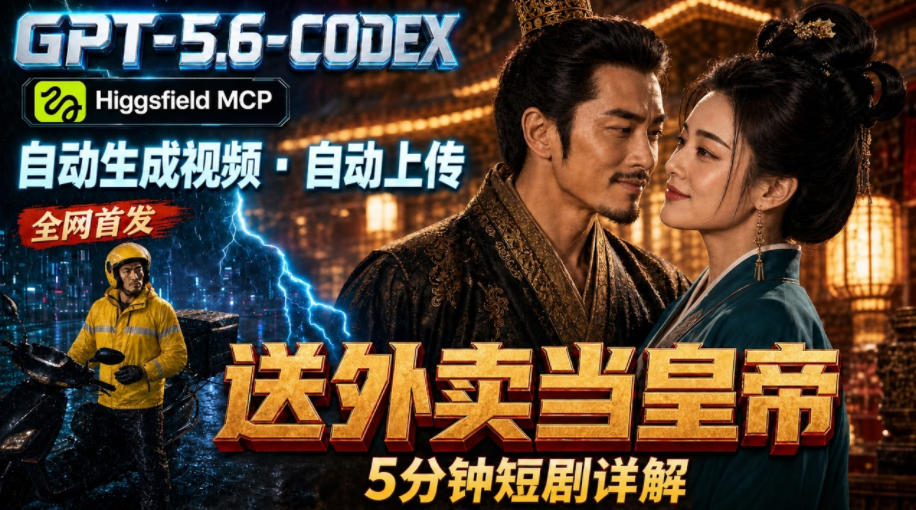GPT-5.6 Codex+Higgsfield MCP：一条指令生成5分钟短剧并自动上传YouTube(油管)采购|汽车产业|汽车配件|机加工企业家交流社群中心