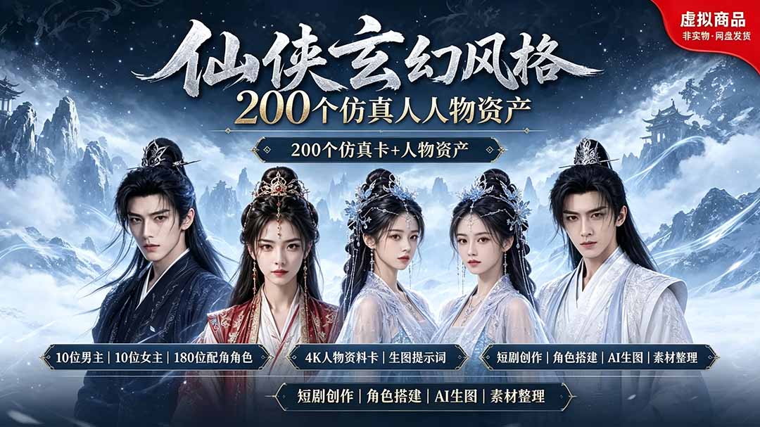 200个仙侠玄幻仿真人素材◆10男主×10女主×180配角,4K资料卡+AI生图提示词,漫剧必备采购|汽车产业|汽车配件|机加工企业家交流社群中心