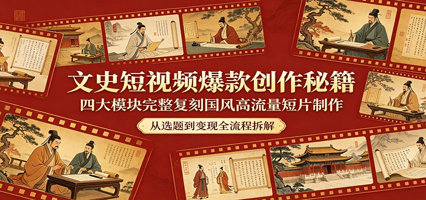 文史短视频爆款创作秘籍：四大模块完整复刻国风高流量短片制作采购|汽车产业|汽车配件|机加工企业家交流社群中心