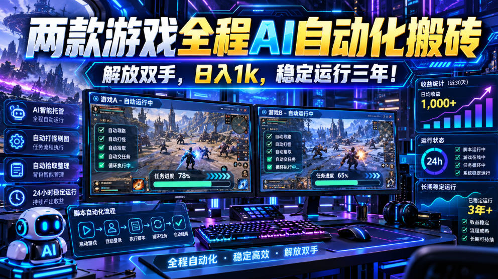 两款游戏全程AI自动化搬砖,解放双手,日入1k,稳定运行三年!【揭秘】采购|汽车产业|汽车配件|机加工企业家交流社群中心
