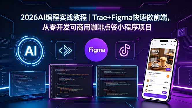 2026AI编程实战教程|Trae+Figma快速做前端,从零开发可商用咖啡点餐小程序项目采购|汽车产业|汽车配件|机加工企业家交流社群中心