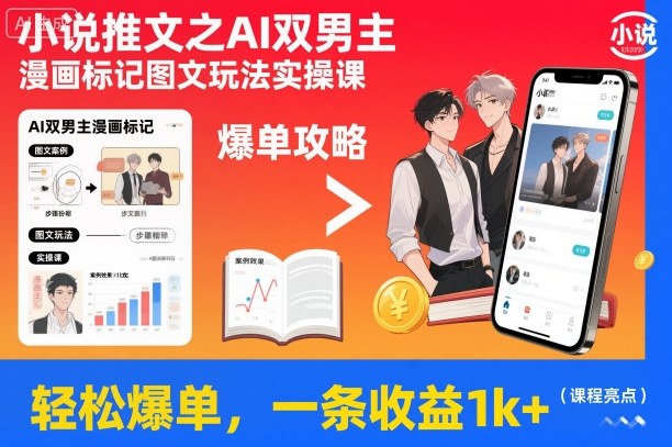 小说推文之AI双男主漫画标记图文玩法实操课,轻松爆单,一条收益1k+采购|汽车产业|汽车配件|机加工蚂蚁智酷企业交流社群中心