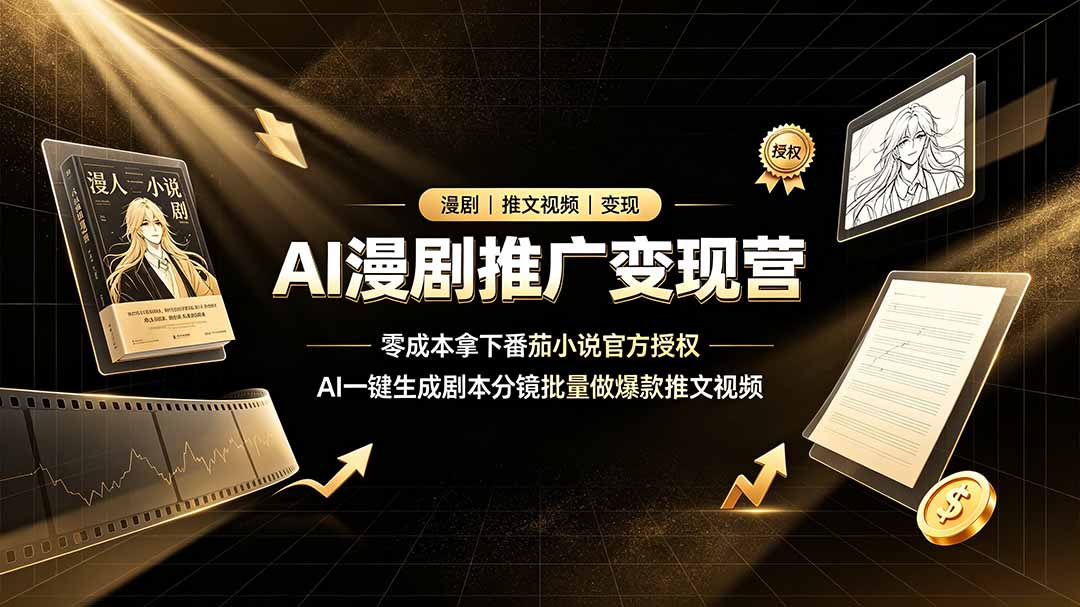 AI漫剧推广变现营，零成本拿下番茄小说官方授权，AI一键生成剧本分镜批量做爆款推文视频采购|汽车产业|汽车配件|机加工企业家交流社群中心