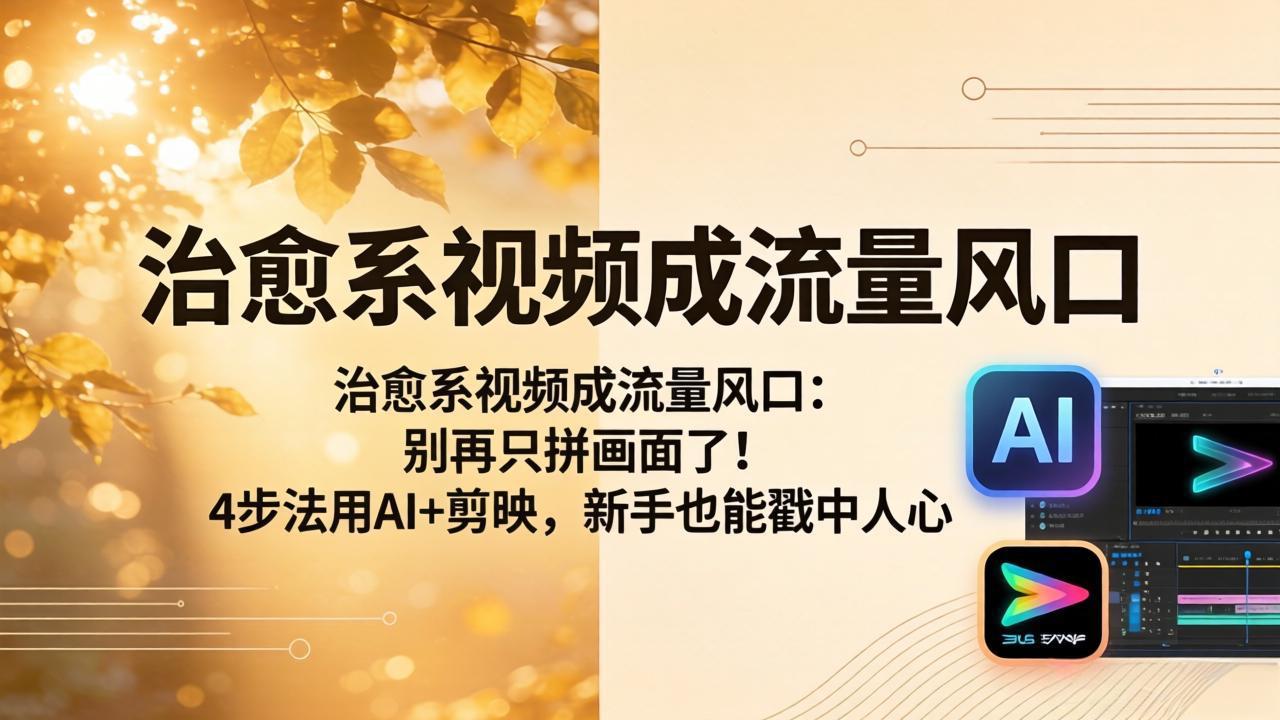 治愈系视频成流量风口：别再只拼画面了！4步法用AI+剪映，新手也能戳中人心采购|汽车产业|汽车配件|机加工企业家交流社群中心