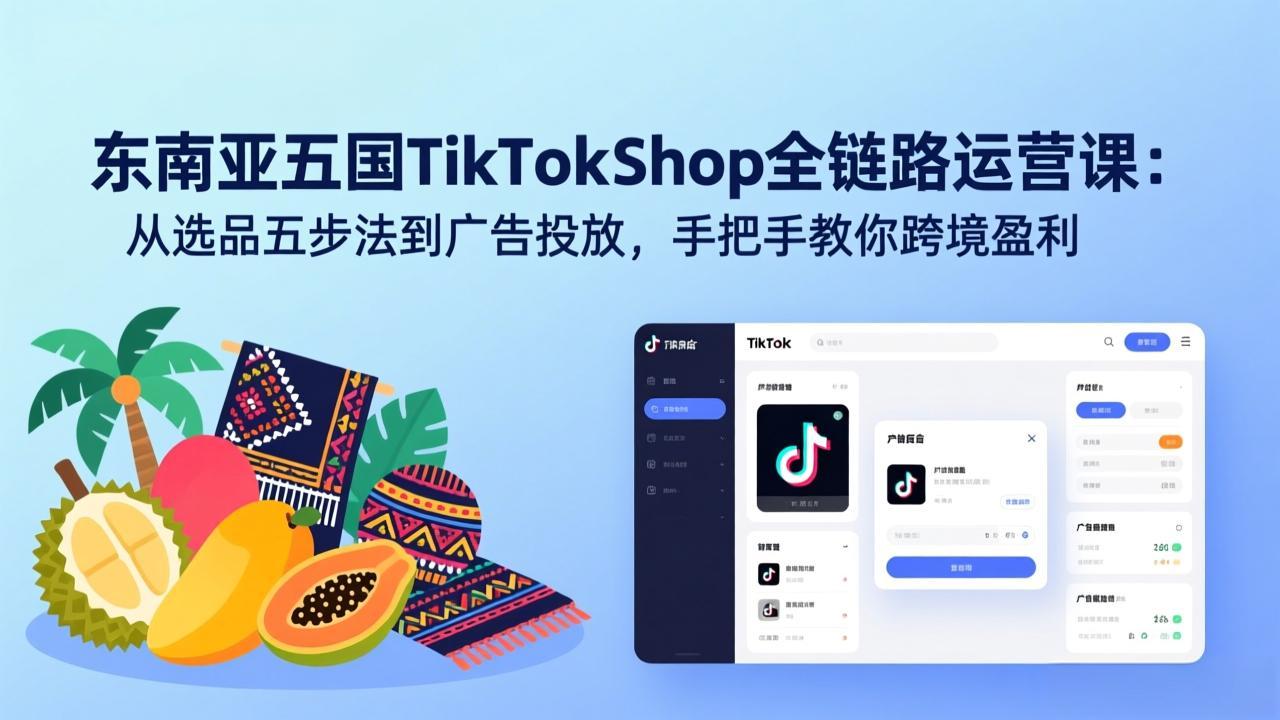 东南亚五国TikTok Shop全链路运营课:从选品五步法到广告投放,手把手教你跨境盈利采购|汽车产业|汽车配件|机加工蚂蚁智酷企业交流社群中心