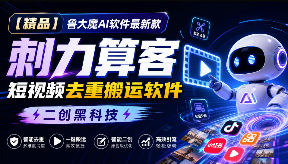 【精品】鲁大魔AI软件最新款刺力算客短视频去重搬运软件二创黑科技采购|汽车产业|汽车配件|机加工企业家交流社群中心