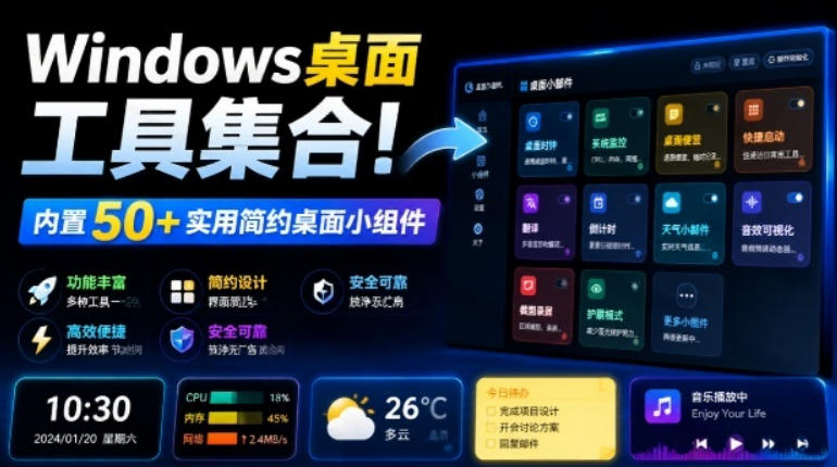 Windows桌面工具集合！内置50+实用简约桌面小组件，含截图、录屏、翻译、天气等，多秘工具箱采购|汽车产业|汽车配件|机加工企业家交流社群中心