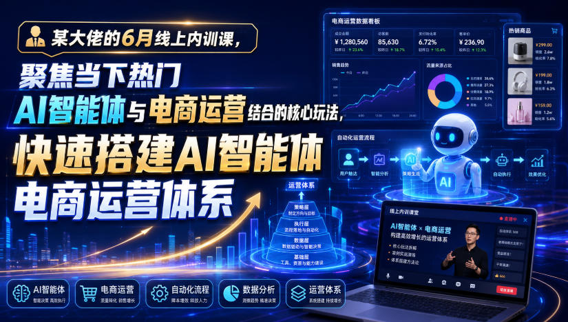 某大佬的6月线上内训课，聚焦当下热门AI智能体与电商运营结合的核心玩法，快速搭建AI智能体电商运营体系采购|汽车产业|汽车配件|机加工企业家交流社群中心