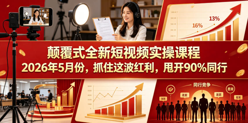 颠覆式全新短视频实操课程，抓住这波红利，甩开90%同行(更新2026年9月份)采购|汽车产业|汽车配件|机加工企业家交流社群中心