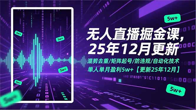 无人直播掘金课，混剪去重/矩阵起号/防违规/自动化技术，单人单月盈利5w+【更新25年12月】采购|汽车产业|汽车配件|机加工蚂蚁智酷企业交流社群中心