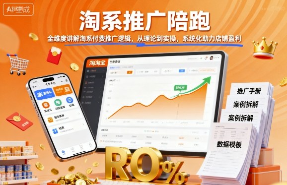 淘系推广陪跑，全维度讲解淘系付费推广逻辑，从理论到实操，系统化助力店铺盈利采购|汽车产业|汽车配件|机加工蚂蚁智酷企业交流社群中心