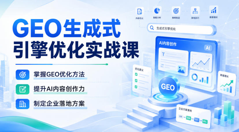 GEO生成式引擎优化实战课，掌握GEO优化方法，提升AI内容创作力，制定企业落地方案采购|汽车产业|汽车配件|机加工企业家交流社群中心