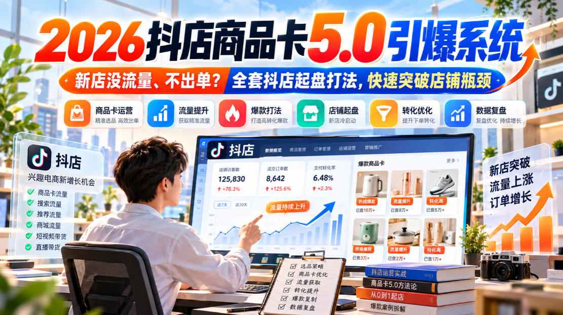 2026抖店商品卡5.0引爆店铺流量,新店没流量、不出单?全套抖店起盘打法,快速突破店铺瓶颈采购|汽车产业|汽车配件|机加工企业家交流社群中心
