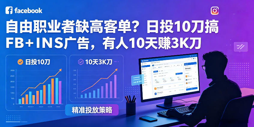 自由职业者缺高客单？日投10刀搞FB+INS广告，有人10天赚3K刀！【原创双语字幕】采购|汽车产业|汽车配件|机加工企业家交流社群中心