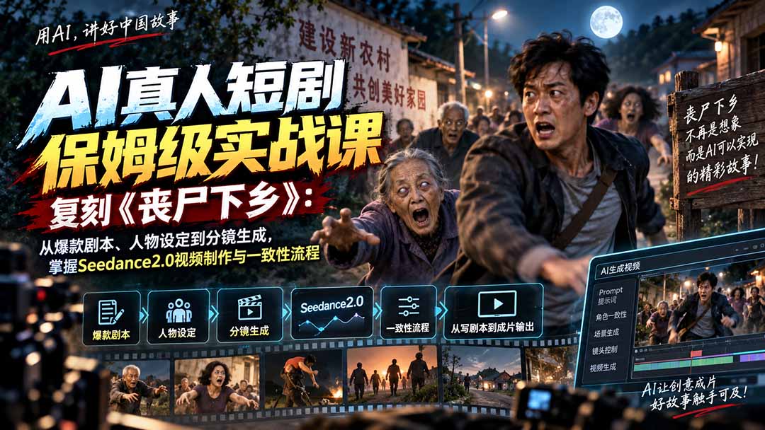 AI真人短剧保姆级实战课，复刻《丧尸下乡》：从爆款剧本、人物设定到分镜生成，掌握Seedance2.0视频制作与一致性流程采购|汽车产业|汽车配件|机加工企业家交流社群中心