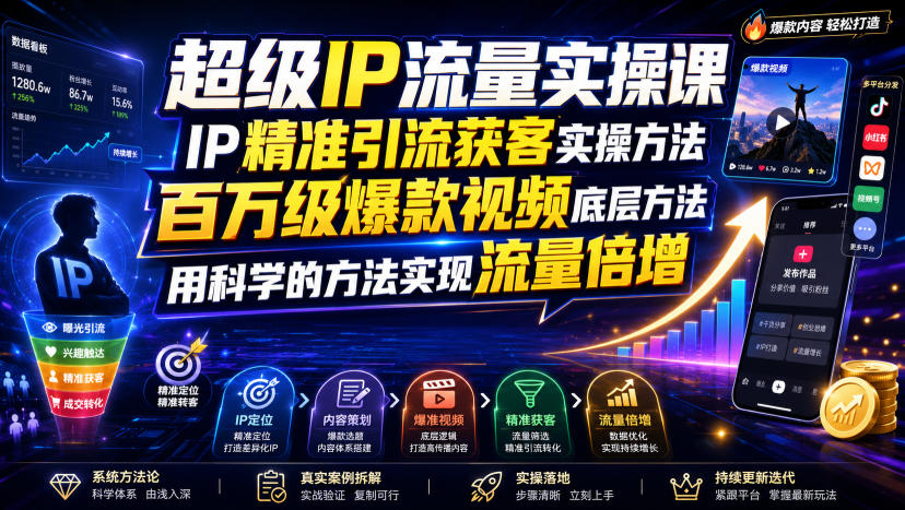 超级IP流量实操课，IP精准引流获客实操方法，百万级爆款视频底层方法，用科学的方法实现流量倍增采购|汽车产业|汽车配件|机加工企业家交流社群中心