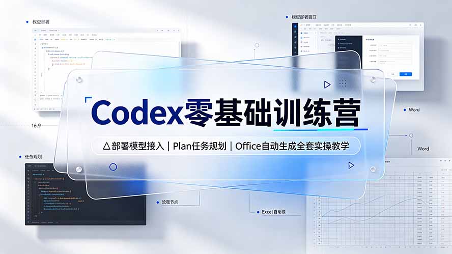 Codex零基础训练营：部署模型接入｜Plan任务规划｜Office自动生成全套实操教学采购|汽车产业|汽车配件|机加工企业家交流社群中心