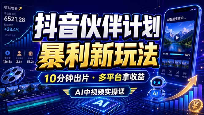 抖音伙伴计划最新玩法,无需配音剪辑,10分钟出一条原创视频,轻松日入三位数采购|汽车产业|汽车配件|机加工企业家交流社群中心