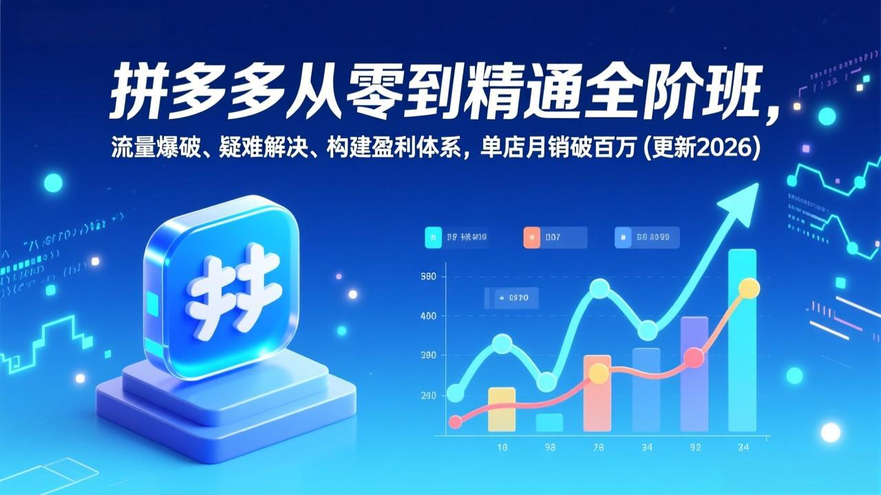 拼多多从零到精通全阶班，流量爆破、疑难解决，构建盈利体系，单店月销破百万(更新2026采购|汽车产业|汽车配件|机加工蚂蚁智酷企业交流社群中心