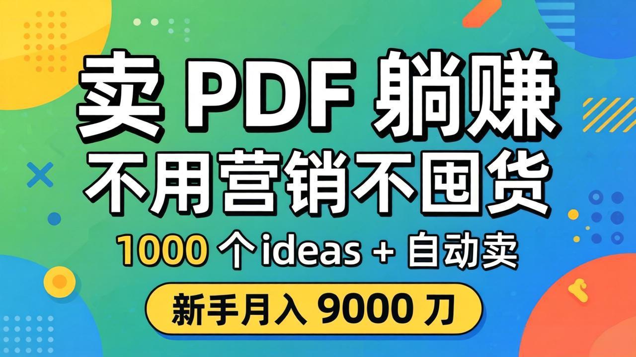 卖 PDF 躺赚？不用营销不囤货，1000 个 ideas + 自动卖，新手月入 9000 刀【原创双语字幕】采购|汽车产业|汽车配件|机加工企业家交流社群中心