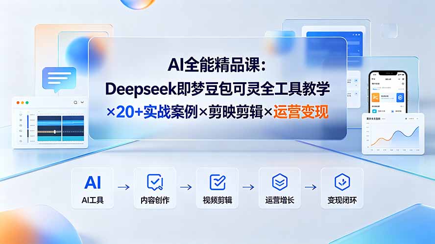 AI全能精品课：Deepseek即梦豆包可灵全工具教学×20+实战案例×剪映剪辑×运营变现采购|汽车产业|汽车配件|机加工企业家交流社群中心