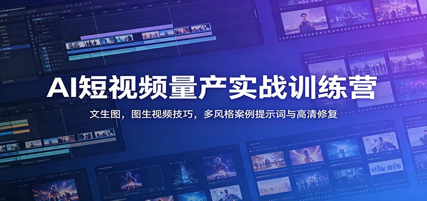 AI短视频量产实战训练营：文生图，图生视频技巧，多风格案例提示词与高清修复采购|汽车产业|汽车配件|机加工企业家交流社群中心