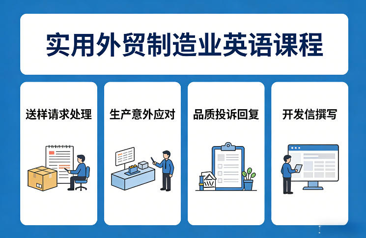 实用外贸制造业英语课程，教你专业处理送样请求、应对生产意外、回复品质投诉、撰写开发信等采购|汽车产业|汽车配件|机加工蚂蚁智酷企业交流社群中心
