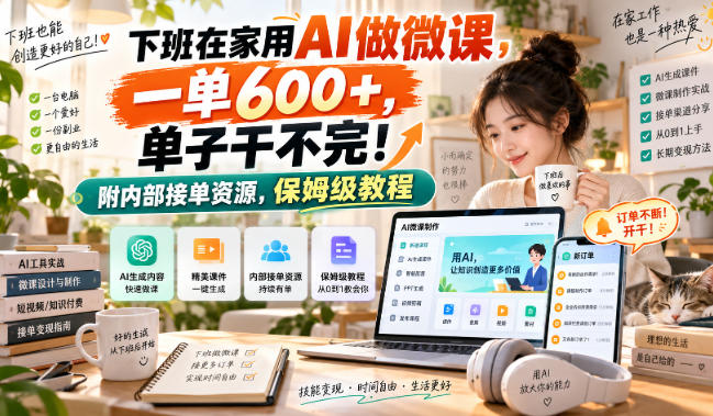 下班在家用AI做微课,一单600+,单子干不完!附内部接单资源,保姆级教程【揭秘】采购|汽车产业|汽车配件|机加工企业家交流社群中心