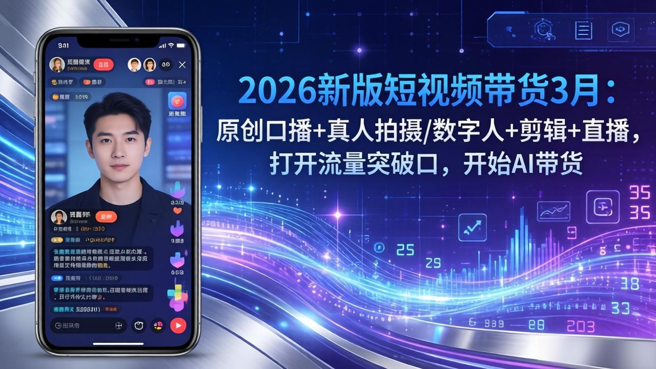 2026新版短视频带货3月：原创口播+真人拍摄/数字人+剪辑+直播，打开流量突破口，开始AI带货采购|汽车产业|汽车配件|机加工企业家交流社群中心
