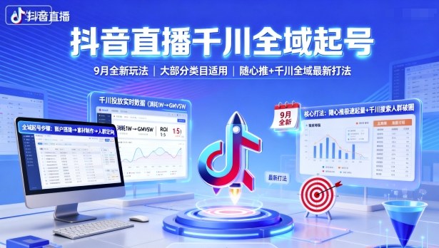 抖音直播千川全域起号,9月全新玩法,大部分类目适用,随心推以及千川全域最新打法采购|汽车产业|汽车配件|机加工蚂蚁智酷企业交流社群中心