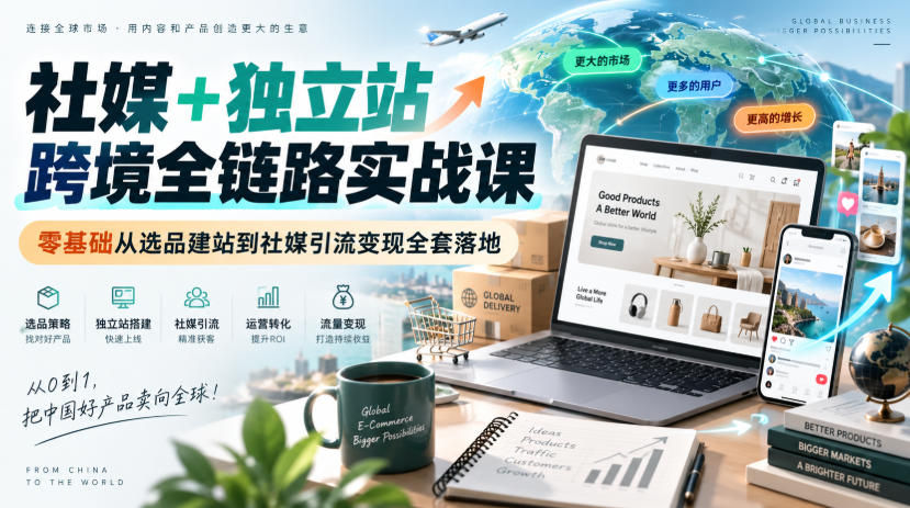 社媒+独立站跨境全链路实战课|零基础从选品建站到社媒引流变现全套落地采购|汽车产业|汽车配件|机加工企业家交流社群中心