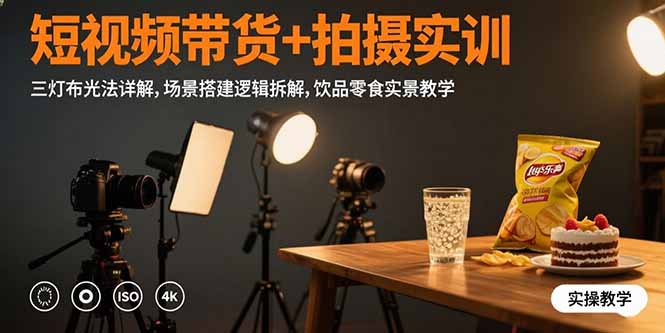 短视频带货+拍摄实训：三灯布光法详解,场景搭建逻辑拆解,饮品零食实景教学采购|汽车产业|汽车配件|机加工蚂蚁智酷企业交流社群中心