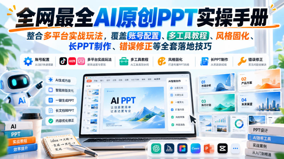 全网最全AI原创PPT实操手册,整合多平台实战玩法,覆盖账号配置、多工具教程、风格固化、长PPT制作、错误修正等全套落地技巧采购|汽车产业|汽车配件|机加工企业家交流社群中心