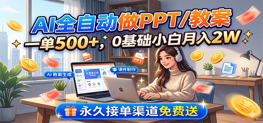 AI全自动做PPT/教案，一单500+，0基础小白月入2W，永久接单渠道免费送采购|汽车产业|汽车配件|机加工企业家交流社群中心