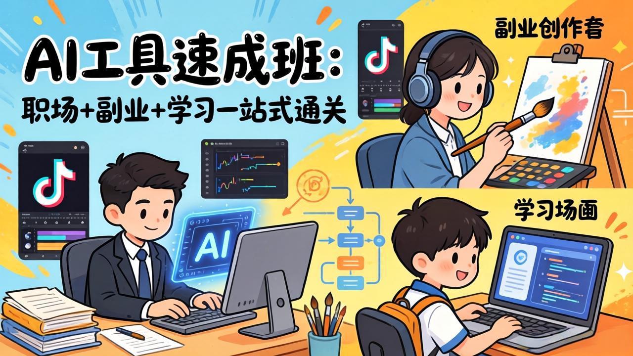 AI工具速成班：职场+副业+学习一站式通关，20+爆款类型+剪映技巧+抖音算法，0基础快速上手采购|汽车产业|汽车配件|机加工企业家交流社群中心