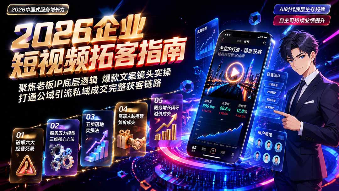 2026AI时代服务增长力实战课-无水印|五力模型三维心法教学,破解门店客源流失低价内卷实现长效业绩增长采购|汽车产业|汽车配件|机加工企业家交流社群中心