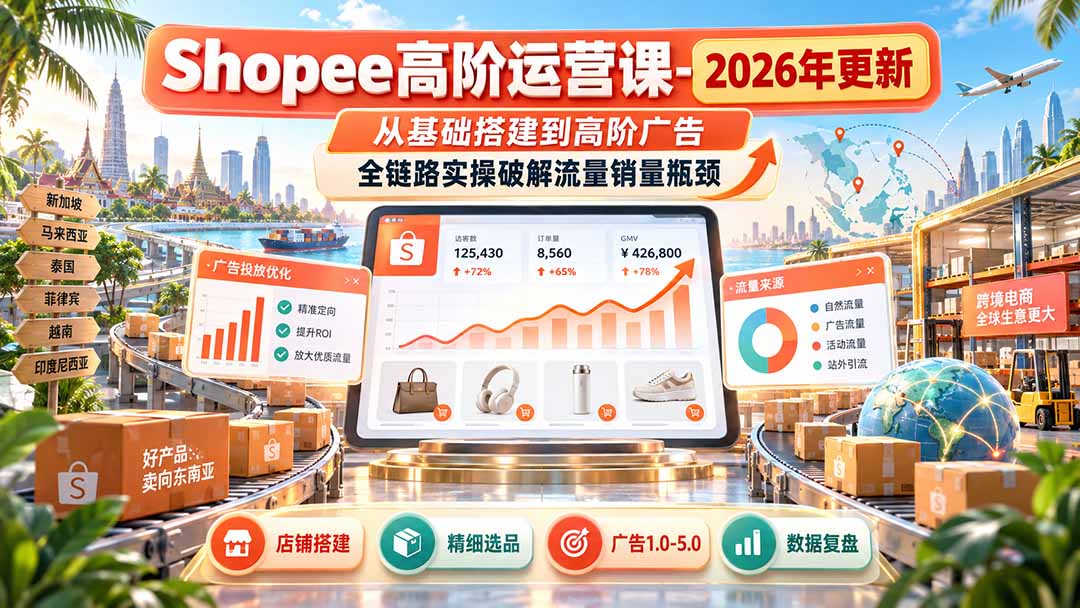 Shopee高阶运营课-更新9月，从基础搭建到高阶广告，全链路实操破解流量销量瓶颈采购|汽车产业|汽车配件|机加工企业家交流社群中心